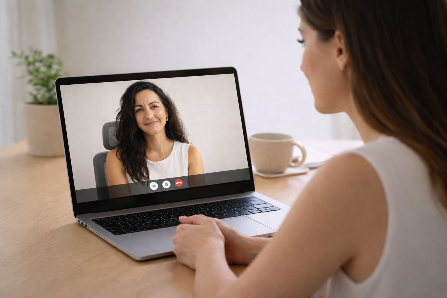 Sesión de terapia online por videollamada